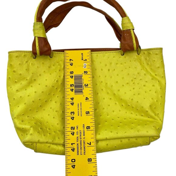Cecconi Piero Leather Purse Handbag Tote Yellow Small Textured Italy Preppy - Picture 12 of 14